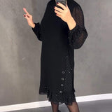 Estela | Vestido Elegante con Cristales y Escote Redondo