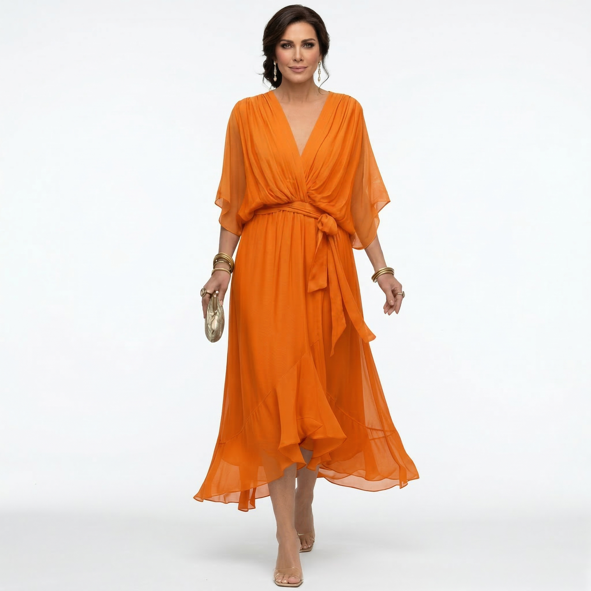 Margarida | Vestido Fluido con Volantes y Lazada