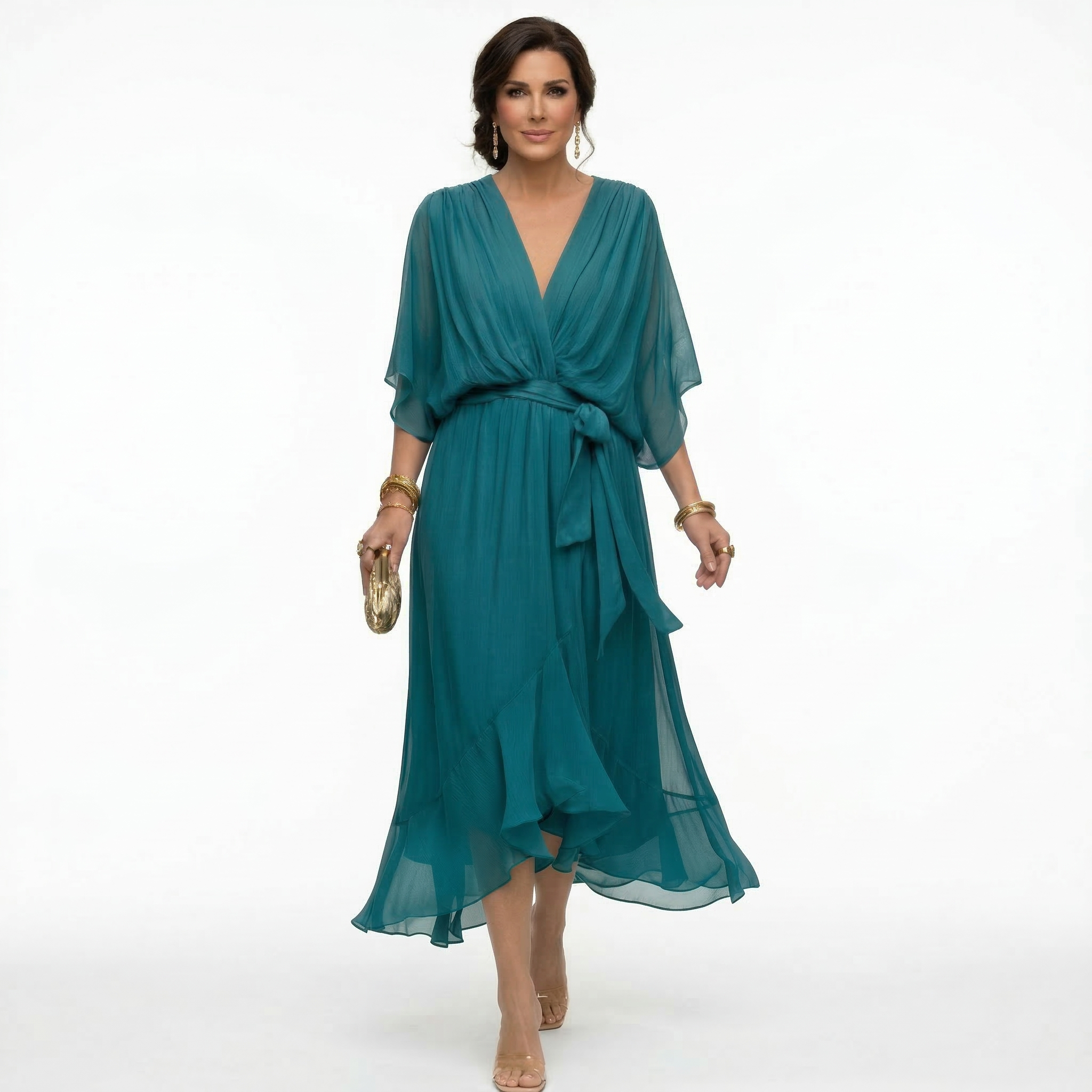 Margarida | Vestido Fluido con Volantes y Lazada