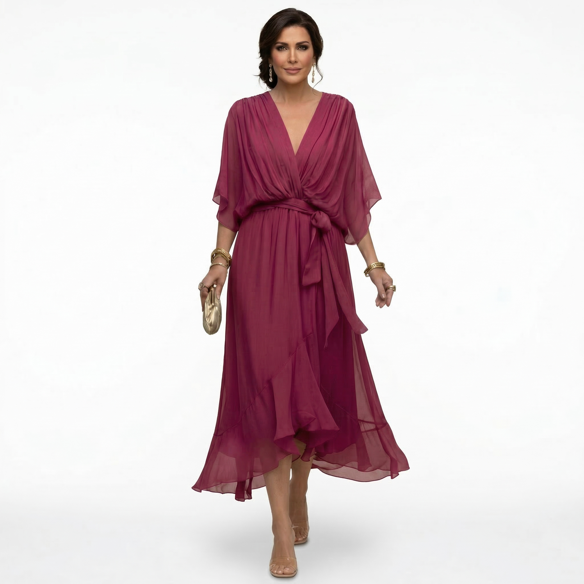 Margarida | Vestido Fluido con Volantes y Lazada