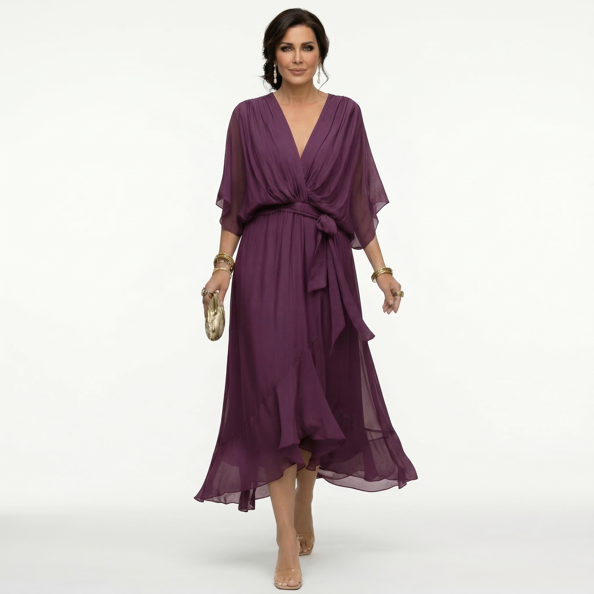 Margarida | Vestido Fluido con Volantes y Lazada