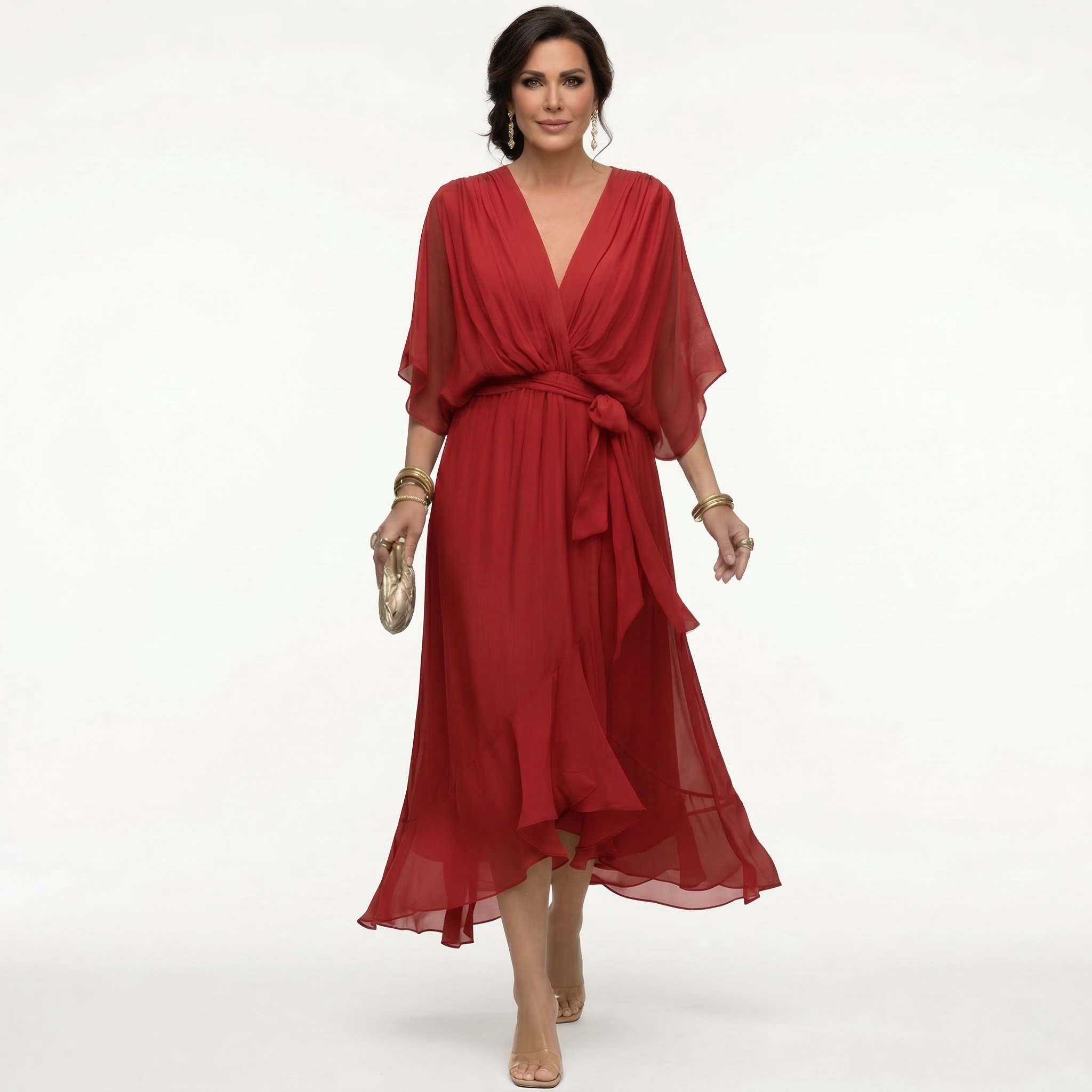 Margarida | Vestido Fluido con Volantes y Lazada