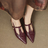 Tacones Altos de Cuero Noir Auténtico