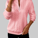 Amalie - Suéter de punto trenzado con cremallera para mujeres